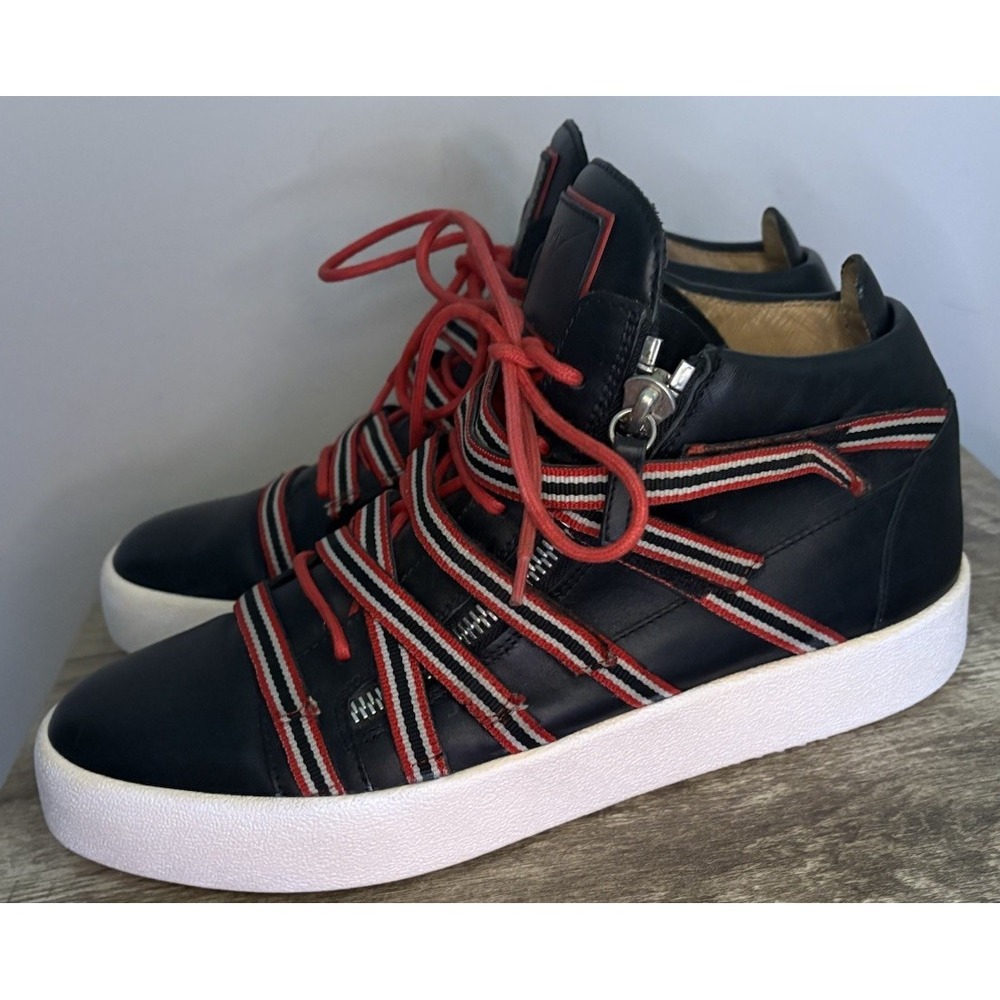 Giuseppe Zanotti May London Red Black Multi Color Strap Men's‎ Sneakers Size 12